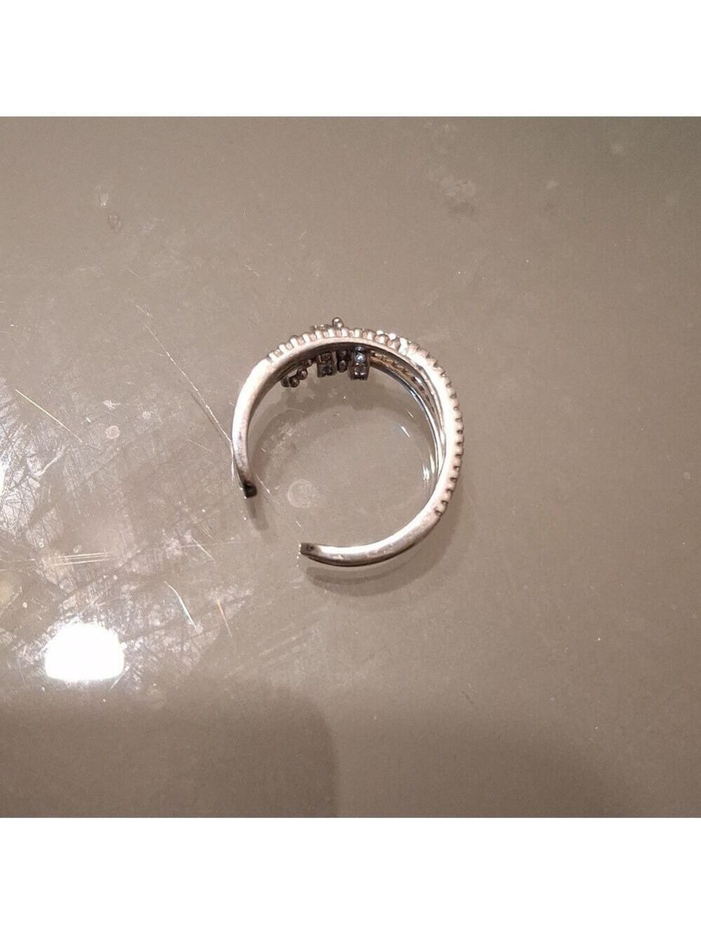 Sterling Silver toe ring With Cz's Adjustable Open End - Picture 3 of 5